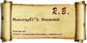 Rusznyák Benedek névjegykártya